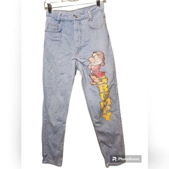 Vintage 90s Disney Light wash Highwaisted Grumpy Jeans 7 - Picture 1 of 5